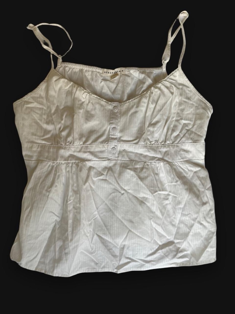 NWT Aeropostale White Babydoll Tie Back Tank Top Women’s Size L Y2K